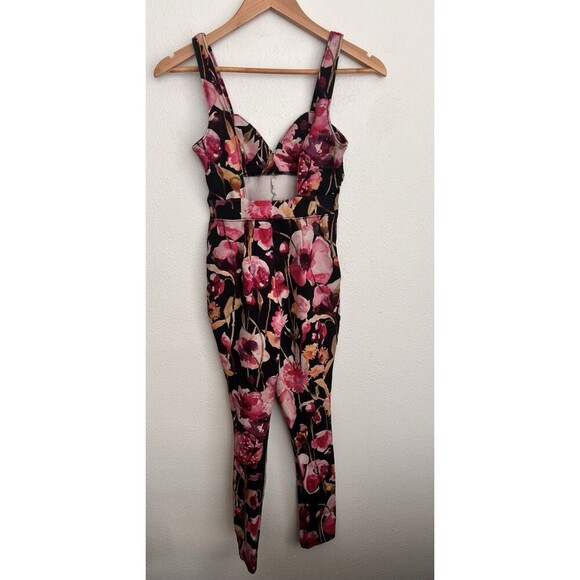 By Anthropologie Floral Sweetheart Jumpsuit Bold V Neck Skinny Leg Party Size XS - Picture 8 of 11